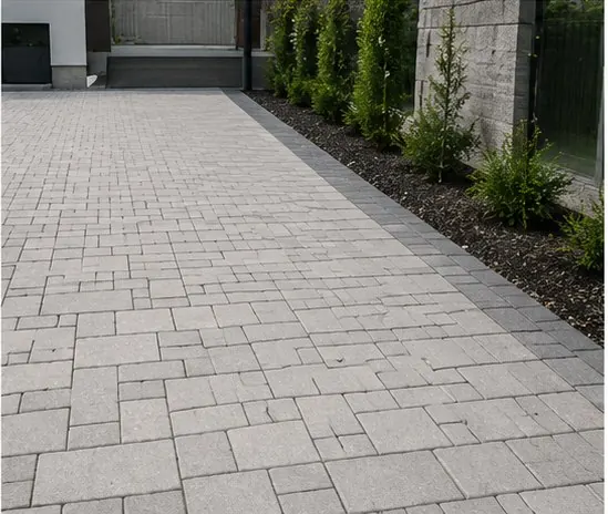 Betonsteinfläche vor einem Haus