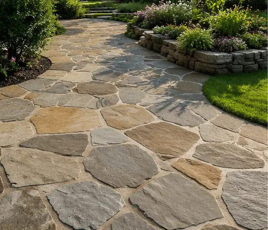 Gartenweg aus Natursteinplatten